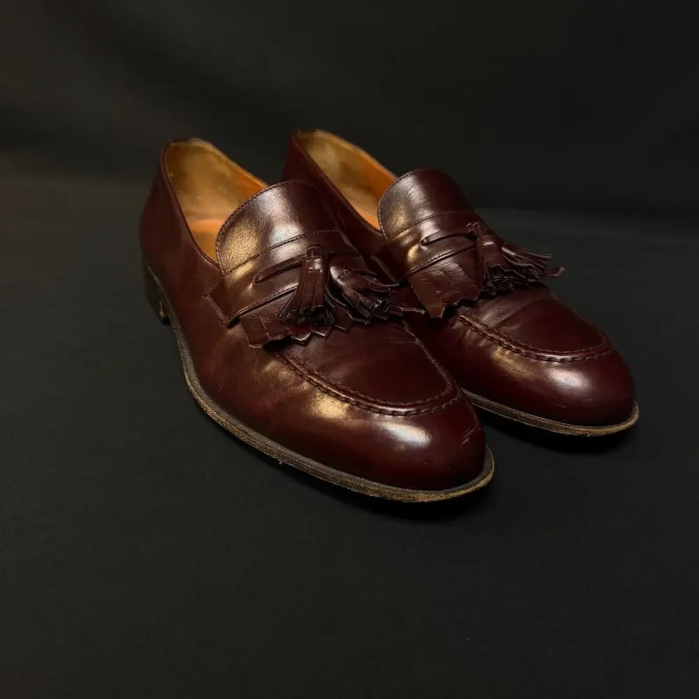 Men's Salvatore Ferragamo burgundy Kiltie Tasseled Loafers Size 9.5 uh25938 g 25